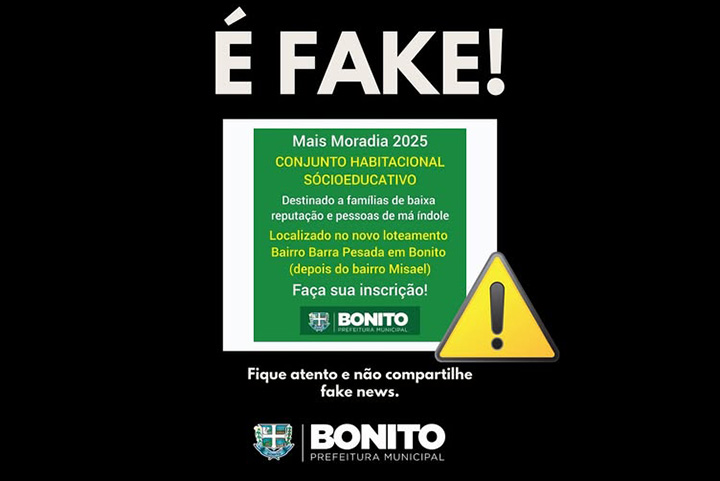 Prefeitura de Bonito desmente fake news sobre programa habitacional